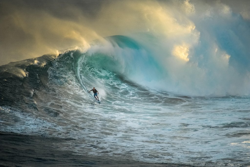 Amazon.com: Surfing Poster Surfer On A Big Wave In the Ocean Jaws